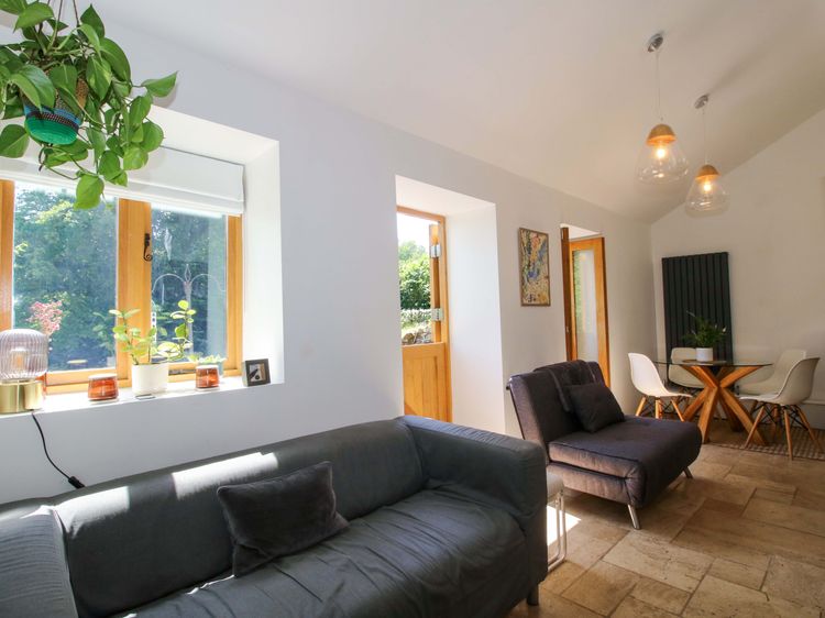 Living area with freshly painted walls and window recess